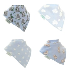 Ziggle Bandana Dribble Bibs Cuddly Blues Pack of 4 | Blue | One Size | 4