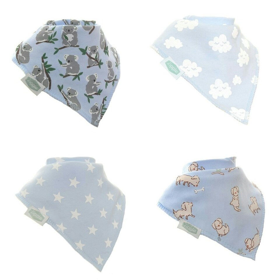 image 1 of Ziggle Bandana Dribble Bibs Cuddly Blues Pack of 4 | Blue | One Size | 4