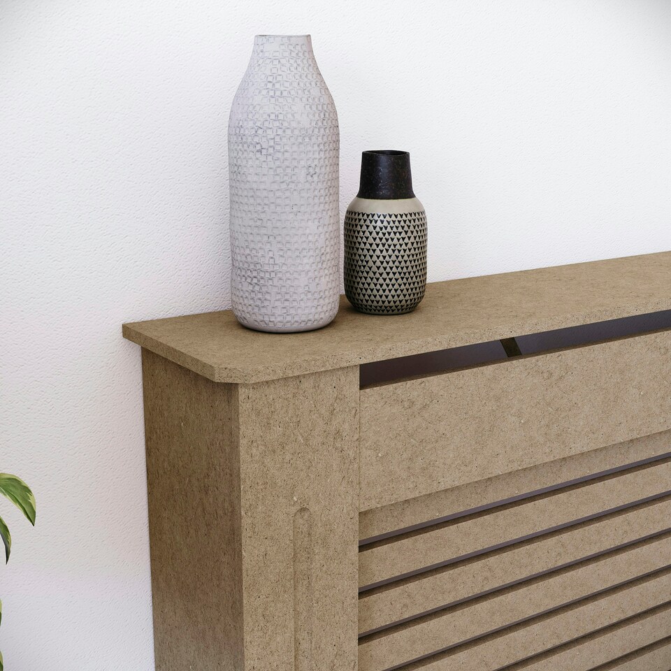 image 1 of Vida Designs Milton Radiator Cover MDF Slatted Cabinet, Unfinished, 152cm