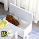 image 8 of HOMCOM 4-Piece Set Kids Wood Table Chair Bench w Storage Function for 3 Years | Grey