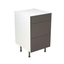 3 Drawer Base Unit 500mm w/ Slab Cabinet Door - Ultra Matt Graphite Grey | Ultra Matt Graphite