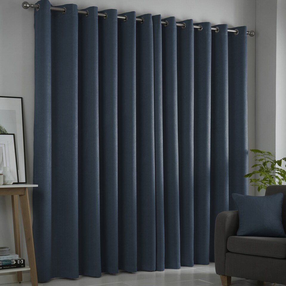 image 1 of Fusion Strata Eyelet Curtains Navy