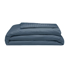 Belledorm 540 Thread Count Satin Stripe Duvet Cover Set - Navy - Kingsize