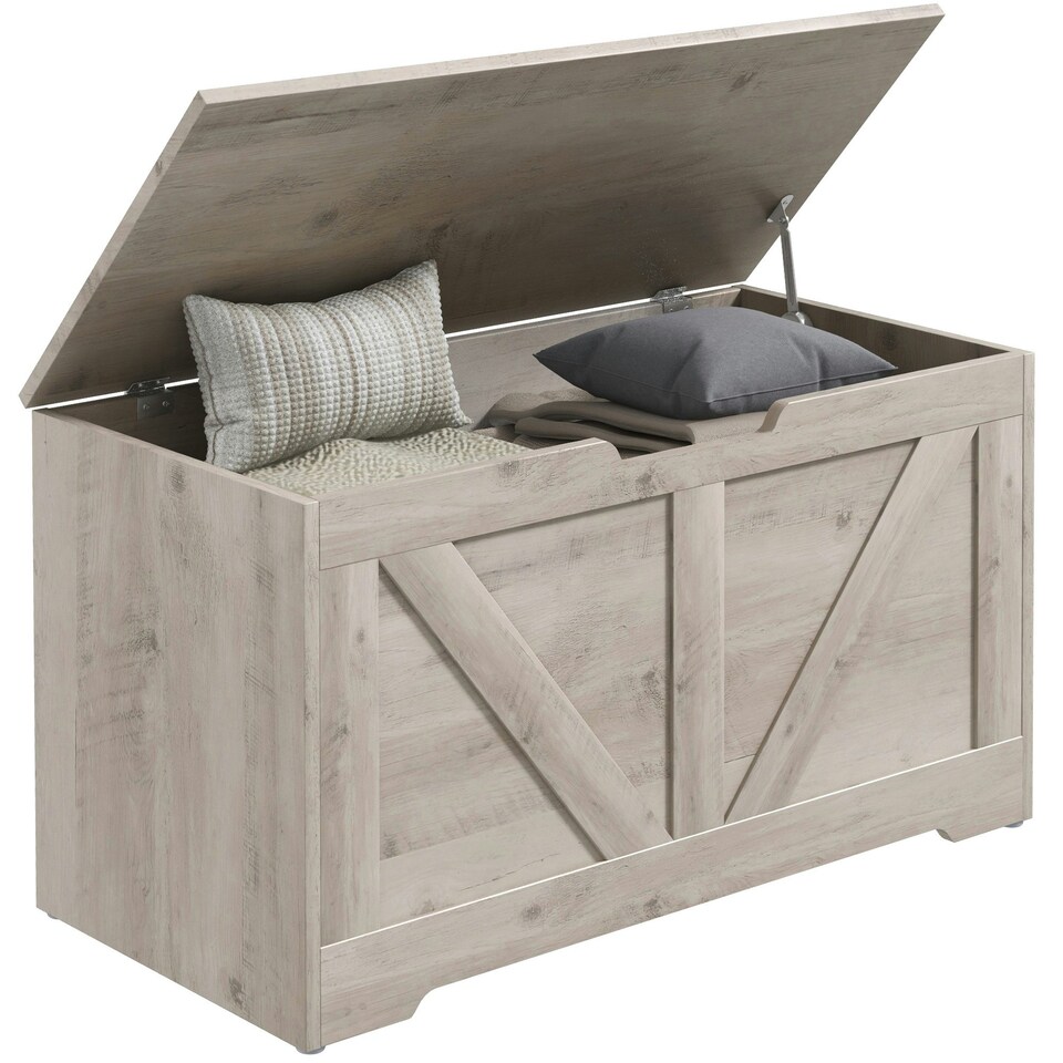 image 1 of HOMCOM Storage Trunk for Living Room, with Safety Hinges, 80cm, Grey