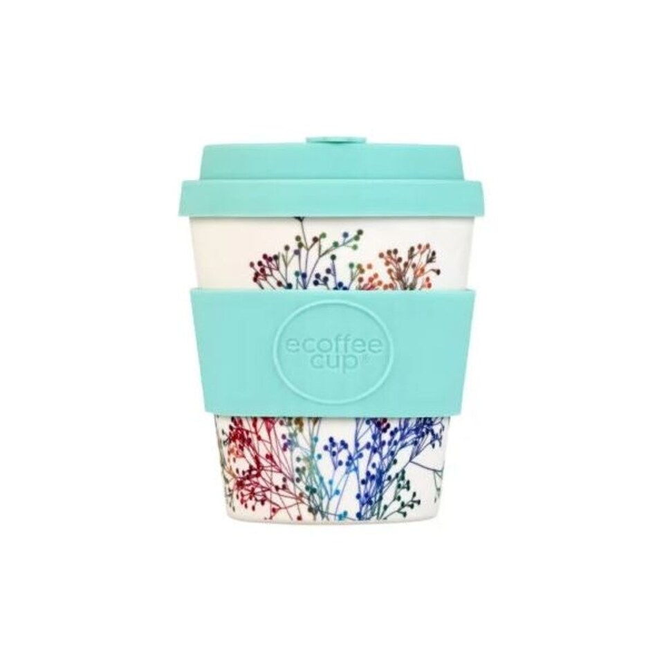 image 1 of Ecoffee Cup 8oz 240ml Reusable Eco-Friendly 100% Plant Based Coffee Cup with Silicone Lid & Sleeve - Melamine Free Travel Mug | Multi | Little Canning | 1