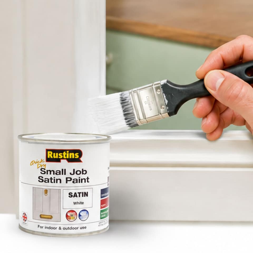 image 1 of Rustins Quick Dry Small Job Satin Paint White 250ml