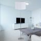 image 4 of First Choice Lighting Chrome Stick Floor Lamp with White Laser Cut Shade Chrome | White