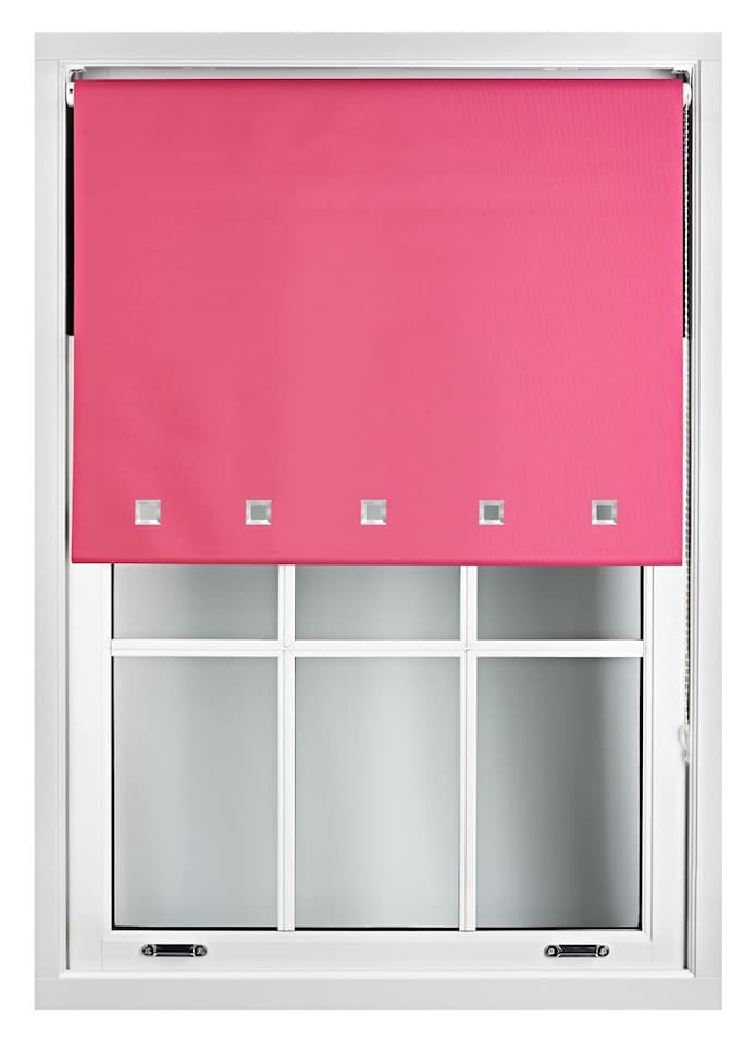 image 1 of Cut to Size Blackout Roller Blind with Square Eyelets | Custom Fit Window Blind by Furnished