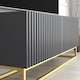 image 4 of TV Unit Stand Cabinet Sideboard Media Cabinet Storage Unit Grey Fluted Gold Base 100cm
