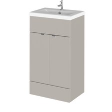 Balterley Alrewas Contemporary 2 Door Floor Standing Vanity Unit with Basin, Pebble Grey, 500mm