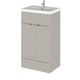 image 1 of Balterley Alrewas Contemporary 2 Door Floor Standing Vanity Unit with Basin, Pebble Grey, 500mm
