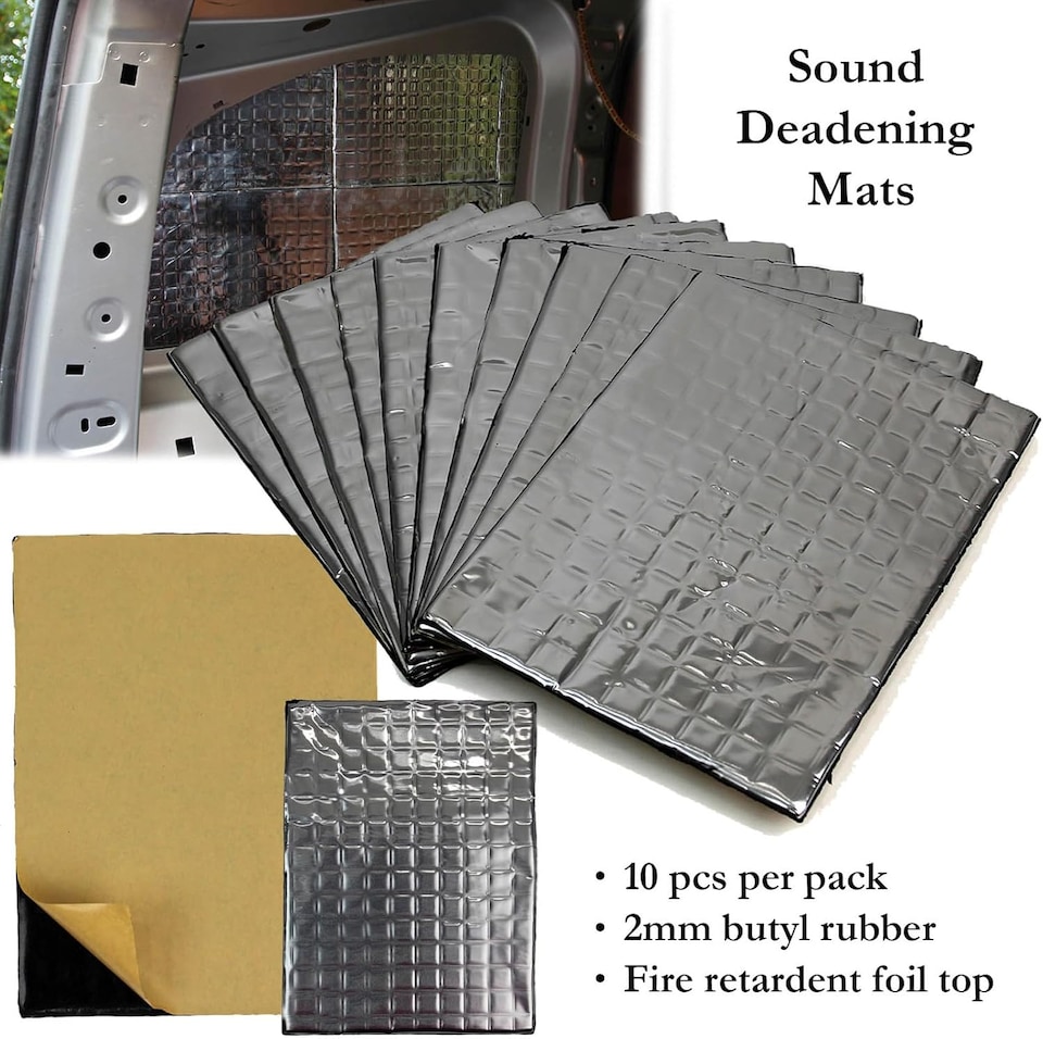 image 1 of Sound Deadening Proofing Mat 10pcs Butyl Car/Van Vibration Damping
