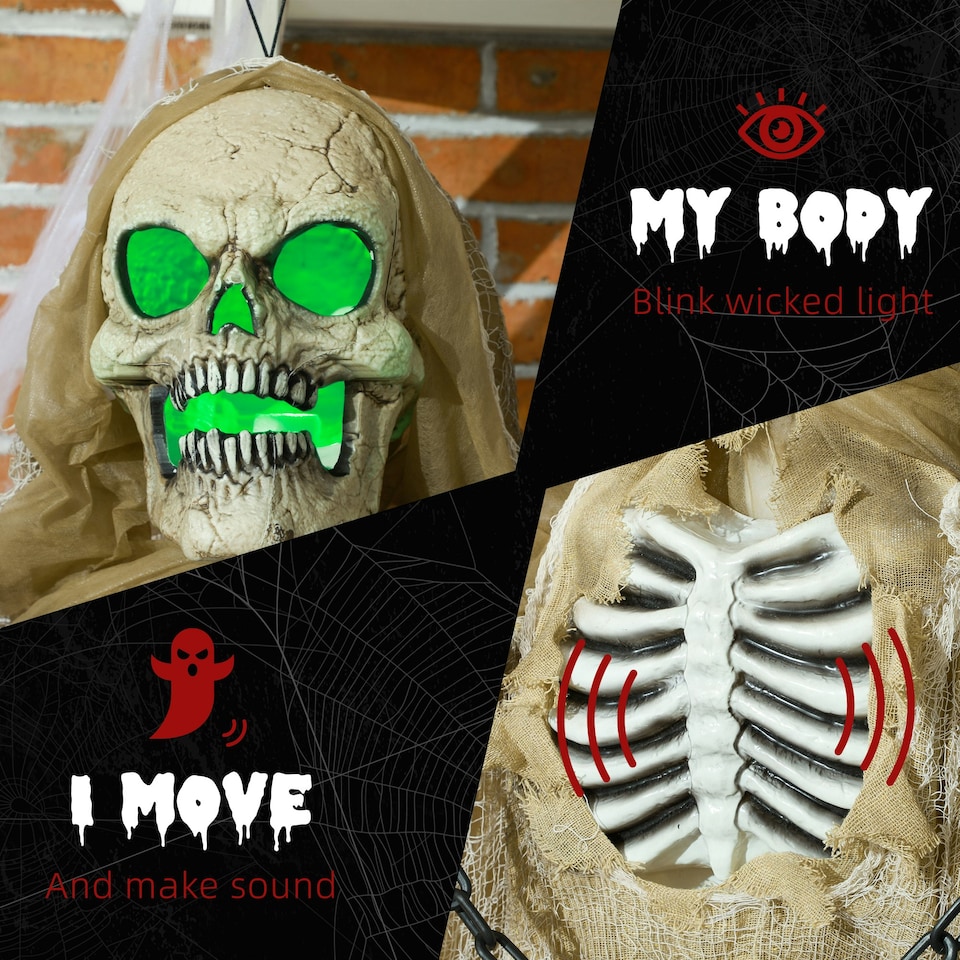 image 1 of HOMCOM Halloween Witch Animatronic Prop with Sound Activated