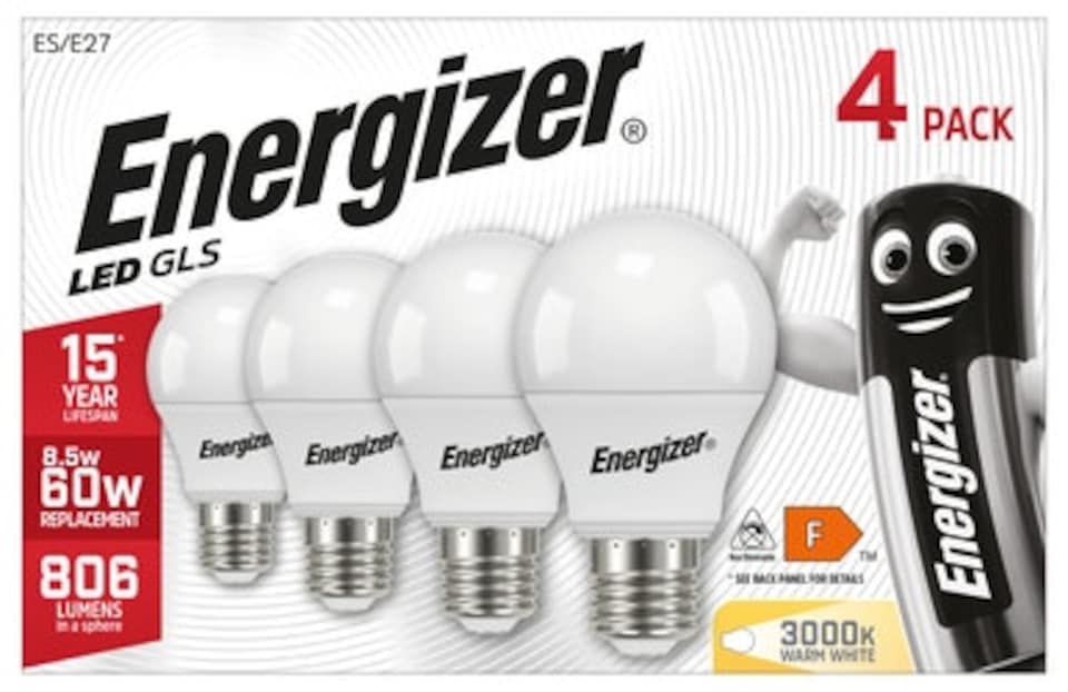 image 1 of Energizer LED GLS E27 806lm 8.5W 3000K (Warm White) - Pack of 4