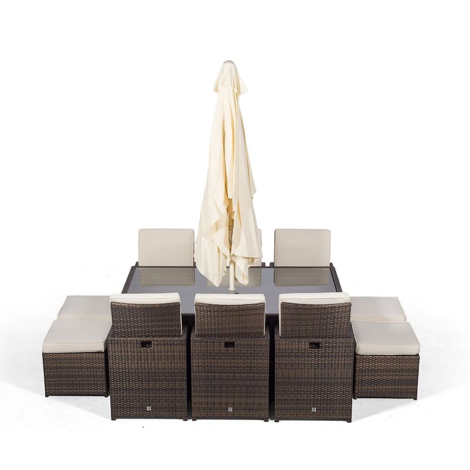image 1 of Giardino 6 Seater Rattan Cube Dining Set | Brown | Brown