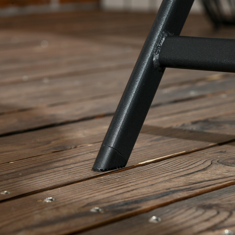 image 1 of Outsunny Folding Outdoor Dining Table for 6, Rectangle Garden Table Tempered Glass Top with Parasol Hole Garden Lawn Backyard, 110 x 70 x 70 cm