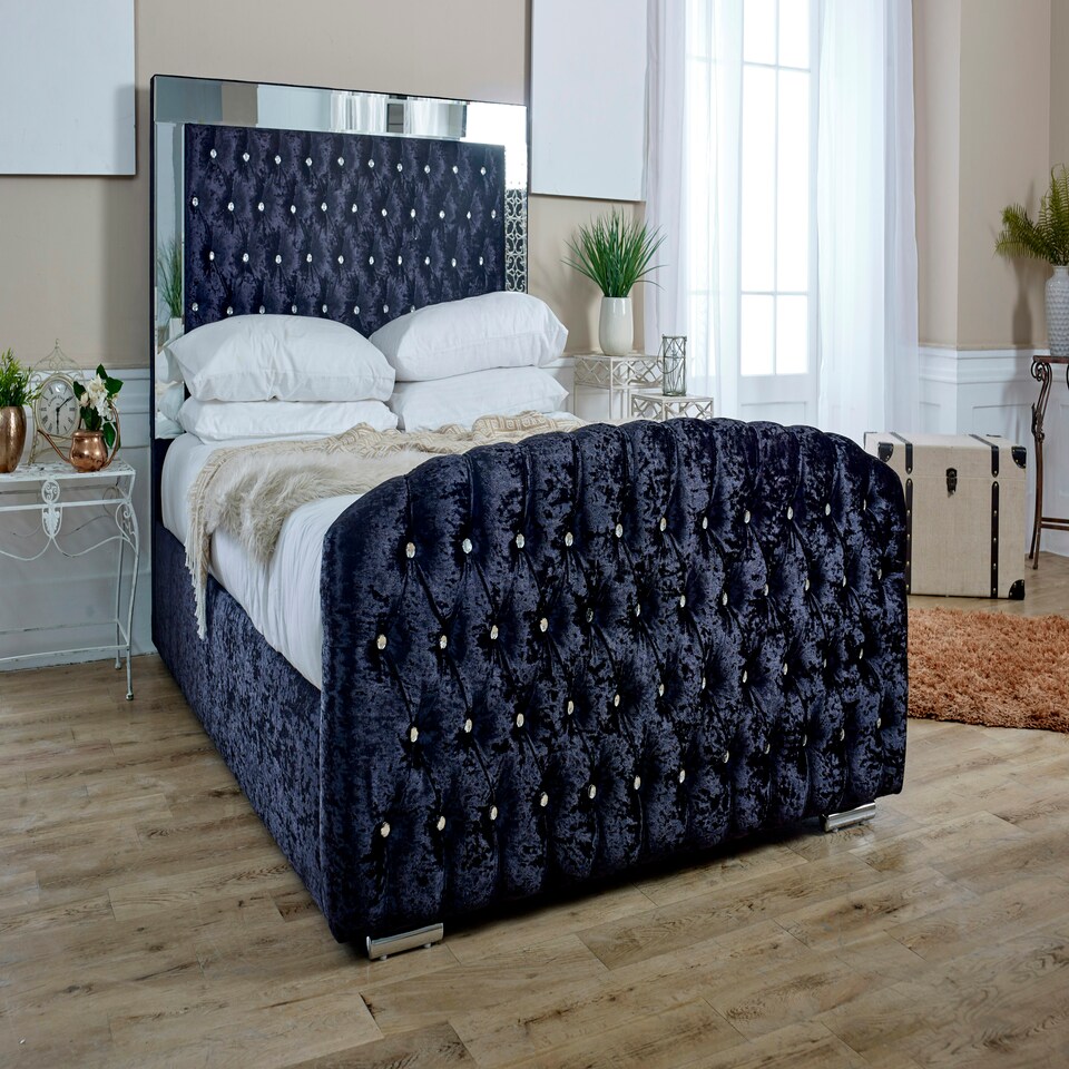 image 1 of Skipton Crush Single Bed Frame - Black