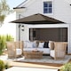 image 2 of Outsunny Patio Offset Parasol Umbrella Cantilever Sun Shade Canopy Brown