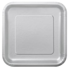 Silver Square Paper Plates 22cm - Pack of 14