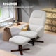 image 3 of HOMCOM Linen Swivel Recliner Chair with Footstool, Upholstered Reclining Armchair with Wooden Base for Living Room, Light Grey | Grey | Light Grey