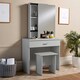image 5 of Makeup Dressing Table Set With Sliding Storage Space Vanity Mirror and Stool Black