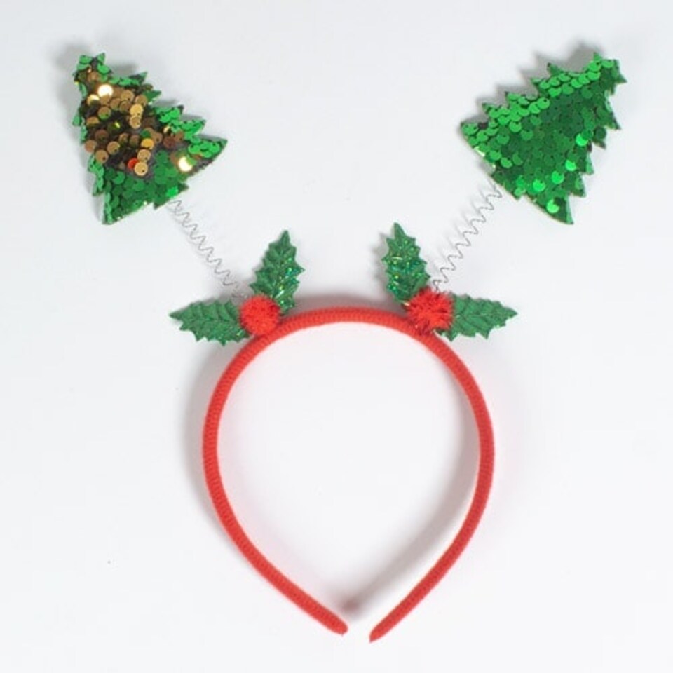 Sequin Festive Trees Headband Bopper Christmas Fancy Dress