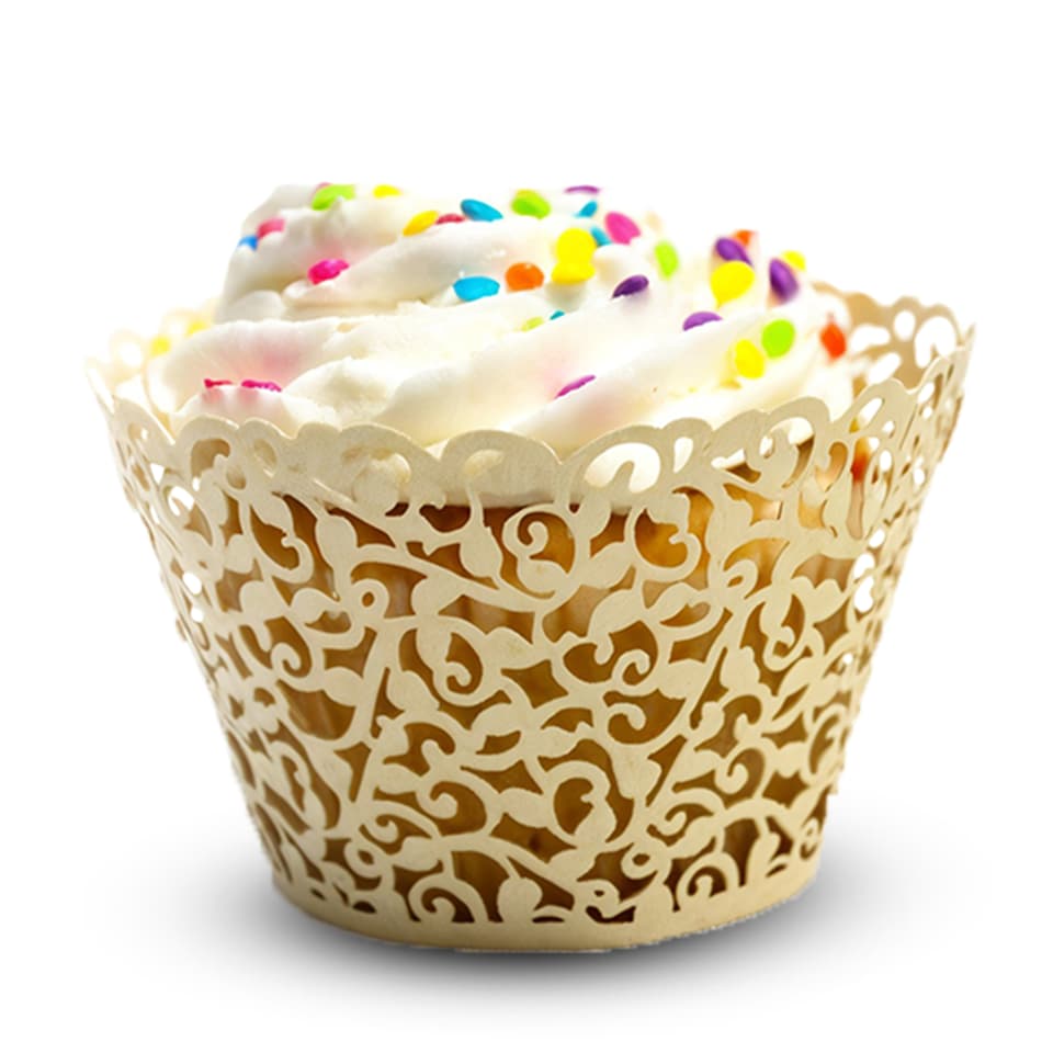 image 1 of Cupcake Wrappers Laser Cut Floral Design Paper Cup Holders - 25pcs