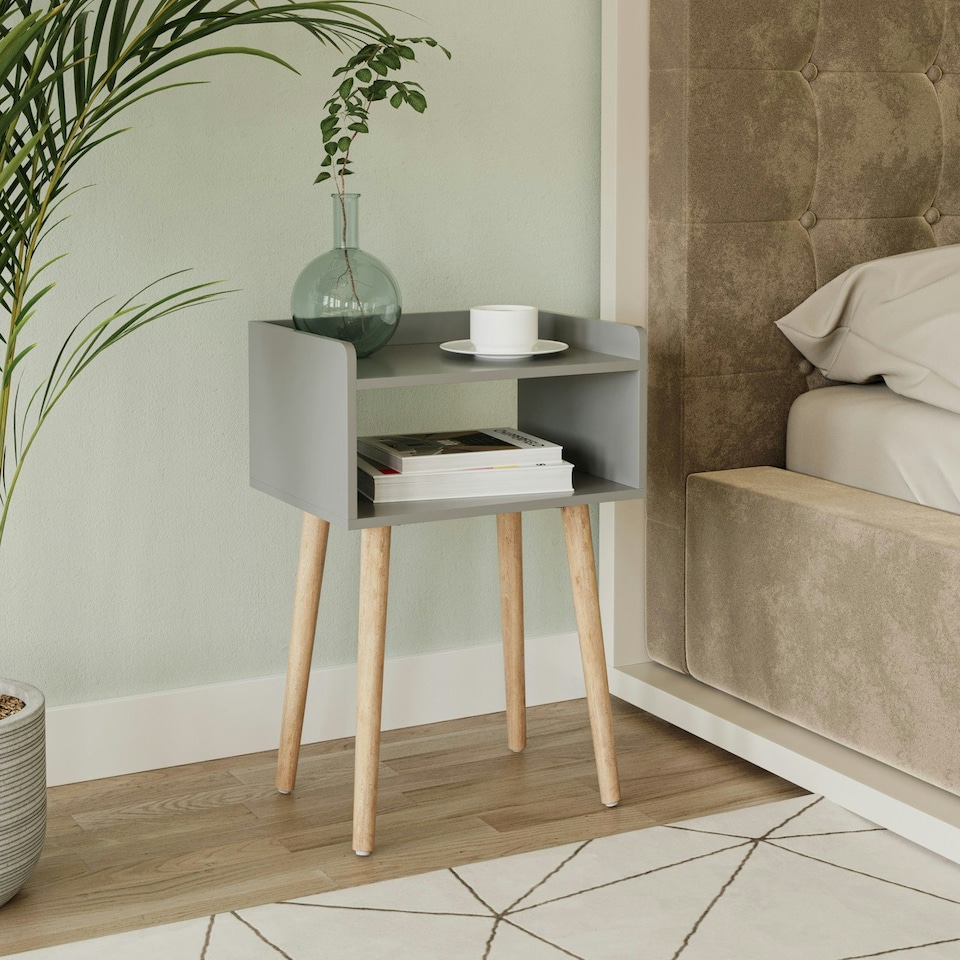 image 1 of Scandi Storage Side Table with Pine Legs White | Unit Colour: White