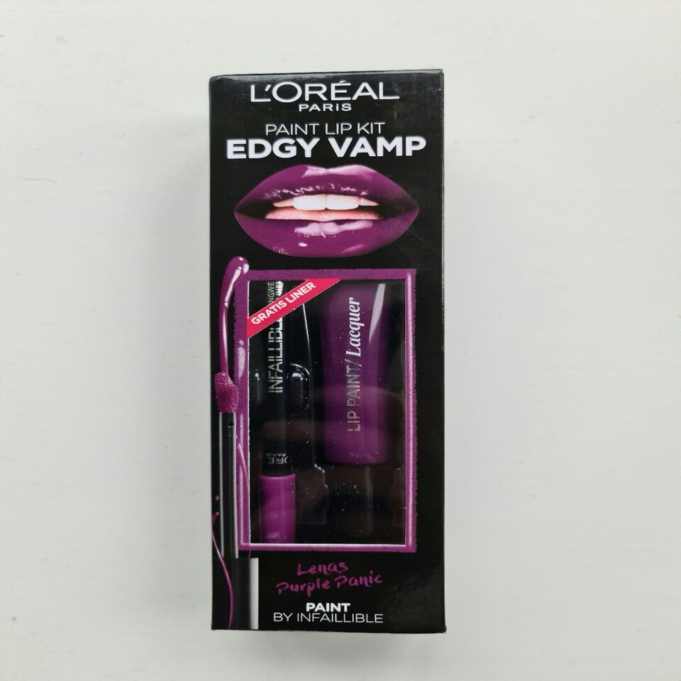 image 1 of L'Oreal Paris Edgy Vamp Lip Paint Kit - Purple Panic