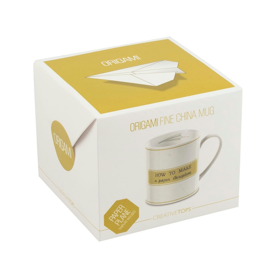 image 1 of Creative Tops ‘Origami Plane’ DIY Plane-Themed Fine China Mug, 350 ml (16 fl oz) – Gift boxed, White | Multi