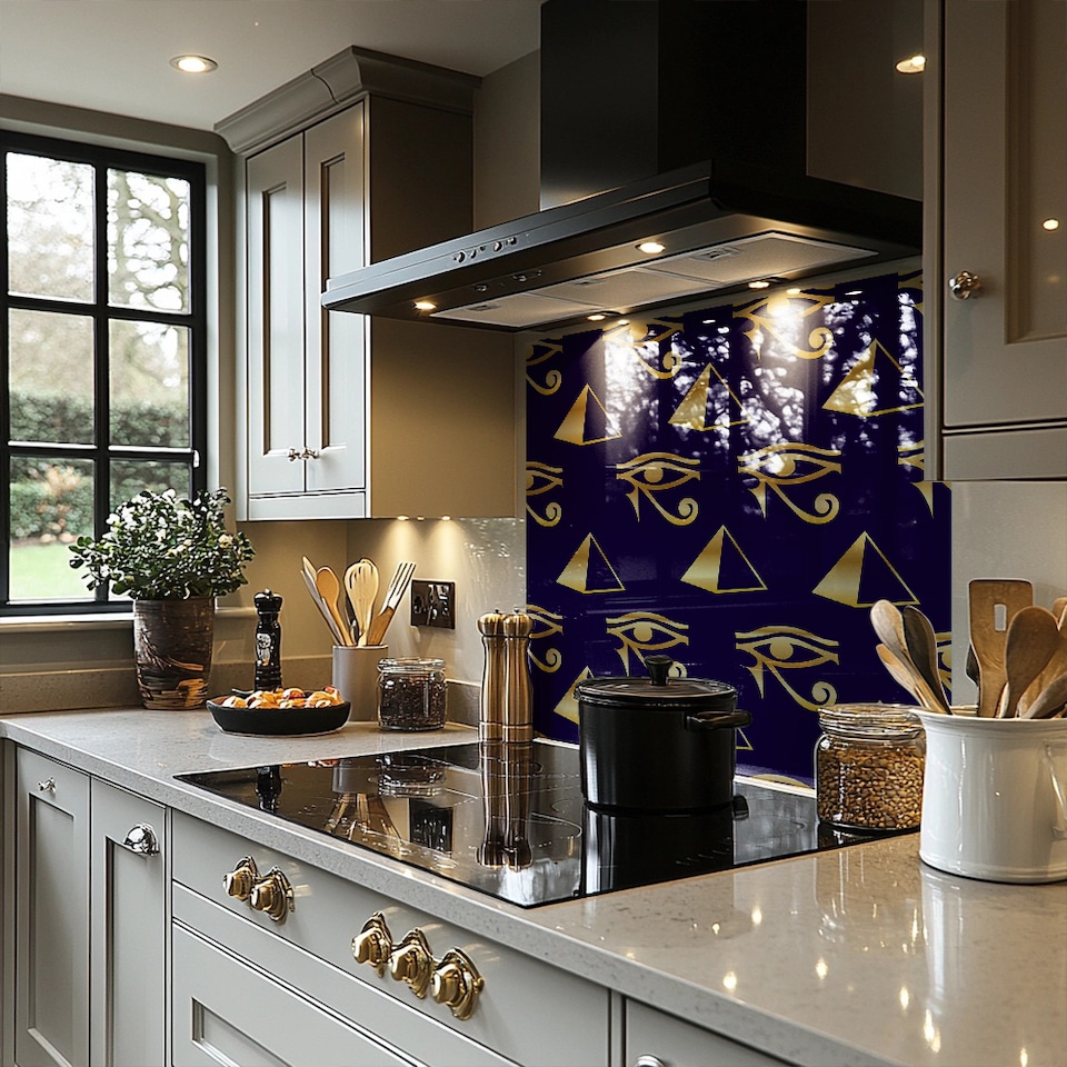 image 1 of Gold Pyramid & Eye Of Horus Splash Back | White