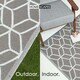 image 4 of Homescapes Outdoor Rug Luxury Waterproof Reversible, For Garden, Geometric | Grey | Grey