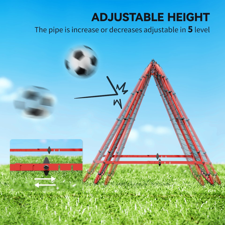 image 1 of HOMCOM Double-Sided Football Rebounder Net, Football Rebound Net Target Goal with Five Adjustable Angles, Red | Red