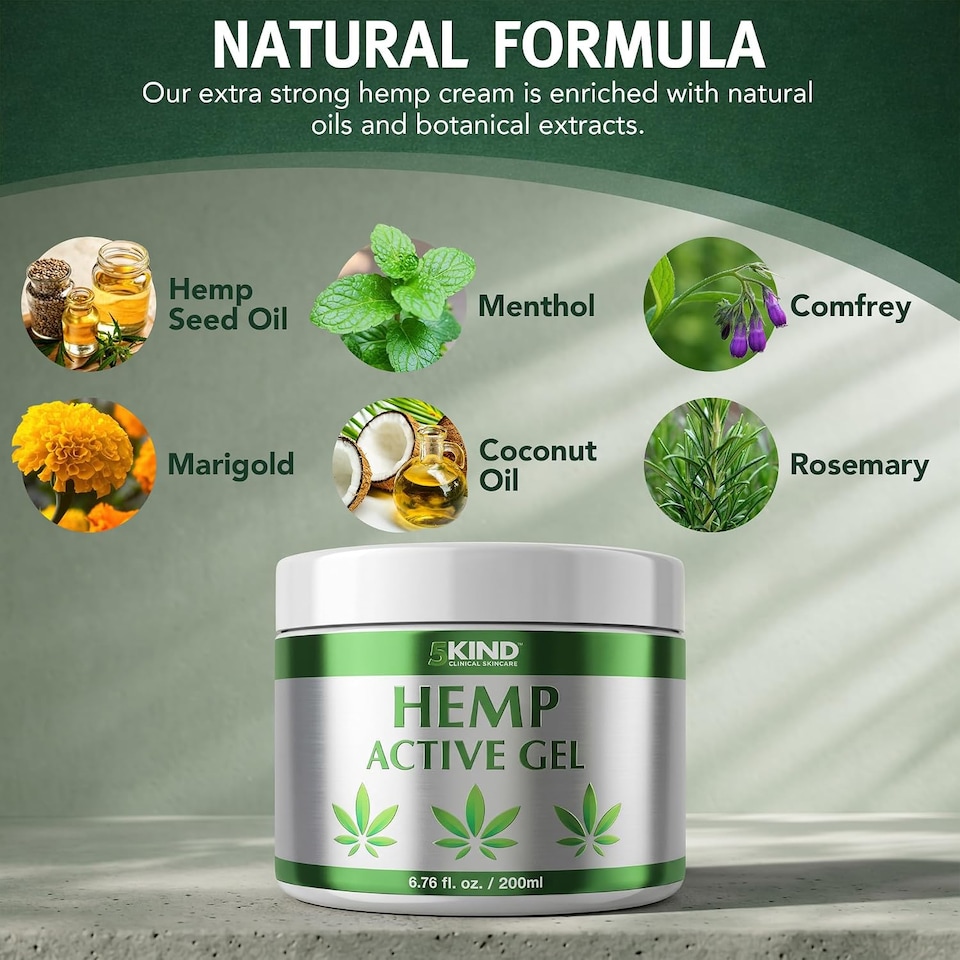 image 1 of 5Kind Hemp Active Gel 200ml - Hemp Gel for Refreshing Massage