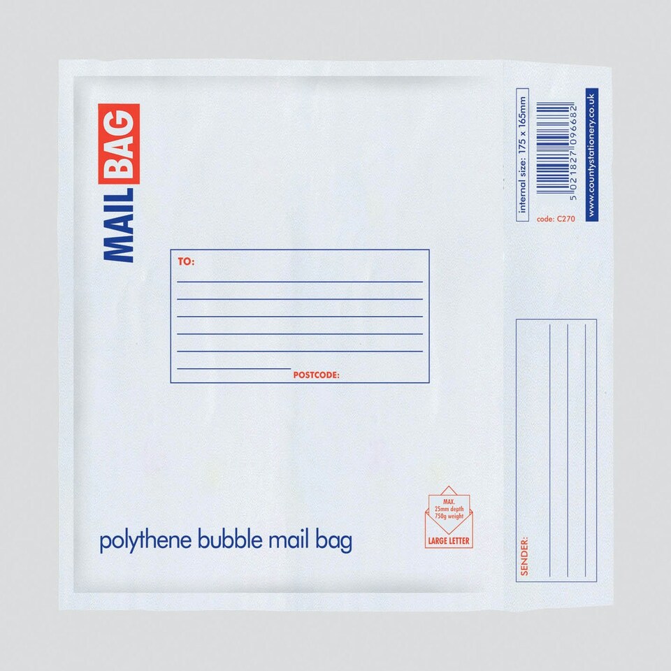 image 1 of Pack of 10 CD Size Polythene Bubble Mail Bags