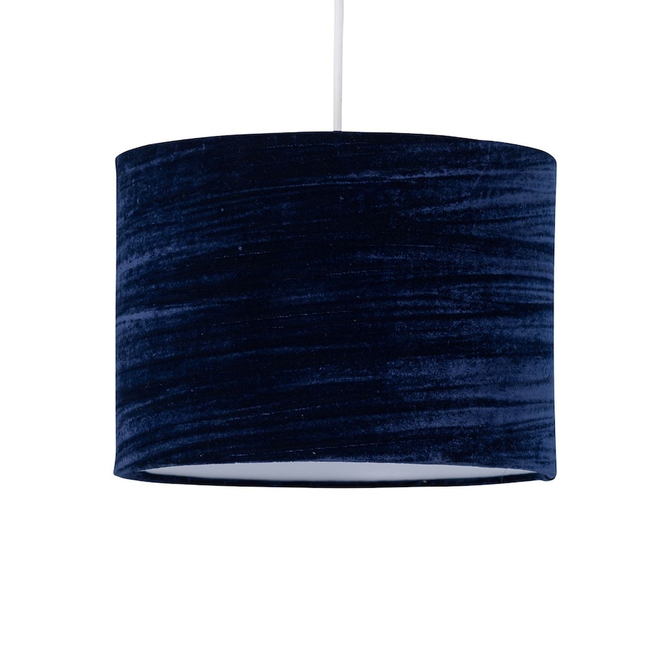 image 1 of Navy Blue Crushed Velvet 25cm Pendant Lightshade | Blue | Medium | 1