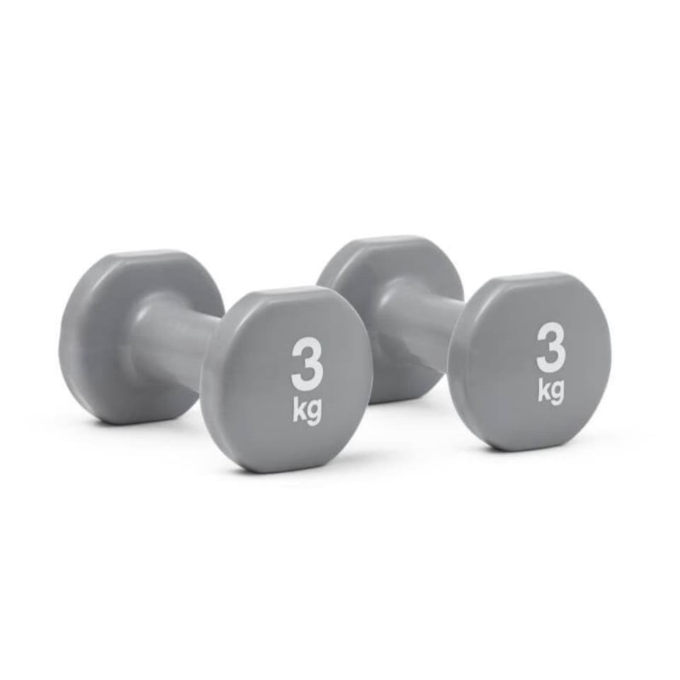 image 1 of Reebok 3kg Vinyl-Coated Cast Iron Dumbbell Pair, Grey, Anti-roll Design | Multi | Grey | 6.2KILOGRAMS