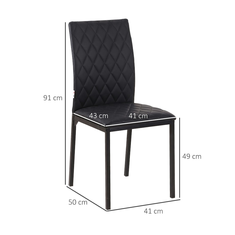 image 1 of HOMCOM Dining Chairs Faux Leather Accent Chairs for Kitchen, Set of 4, Black