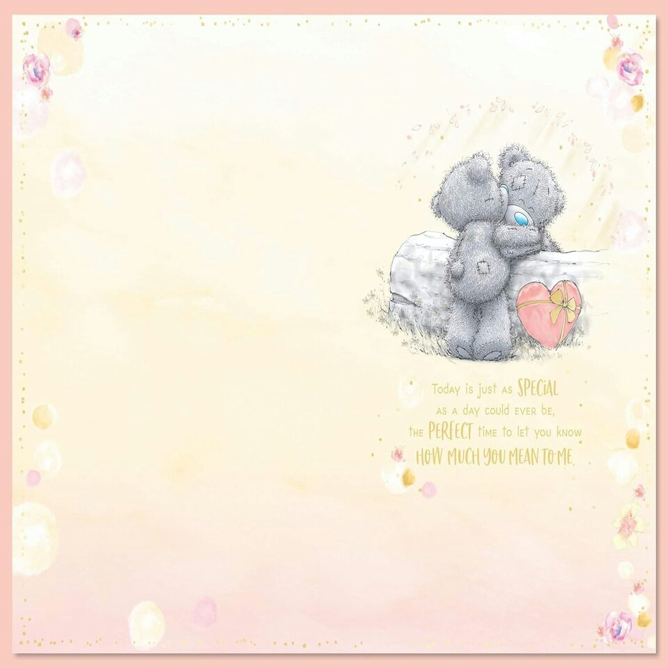 image 1 of Bears Holding Heart Beautiful Fiancee Birthday Card