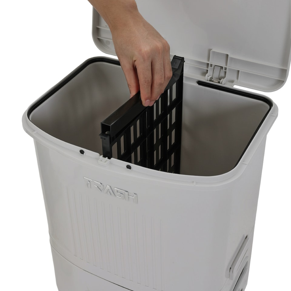 image 1 of Living and Home 30L 2-Tier Dry Wet Separation Trash Bin | Grey