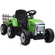 image 1 of HOMCOM Kids Electric Car, 12V Electric Ride on Tractor and Trailer with Detachable Trailer Remote Control, USB, Horn, Lights, Start-Up Sound, for Ages 3-6 Years, Green