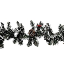2.7m Green Christmas Garland with Pine Cones and Red Berries