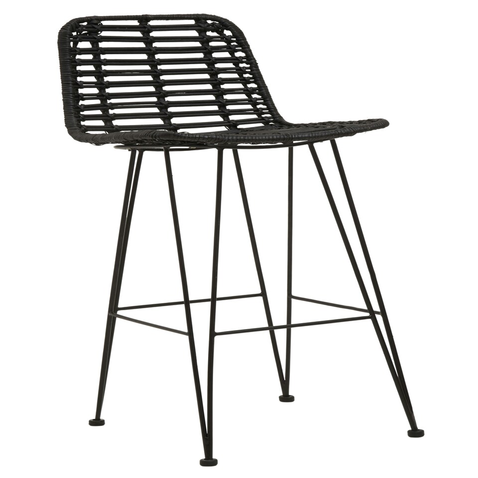 image 1 of Interiors by Premier Sturdy Black Natural Rattan Bar Chair, Natural Cane Dining Chair, Durable Rattan Bar Chair, Strong Bar Chair