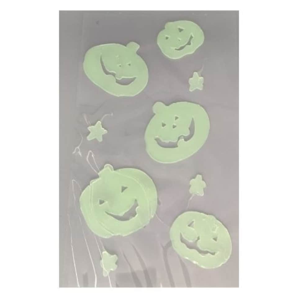 image 1 of Halloween Glow In The Dark Pumpkin Window Gel Clings