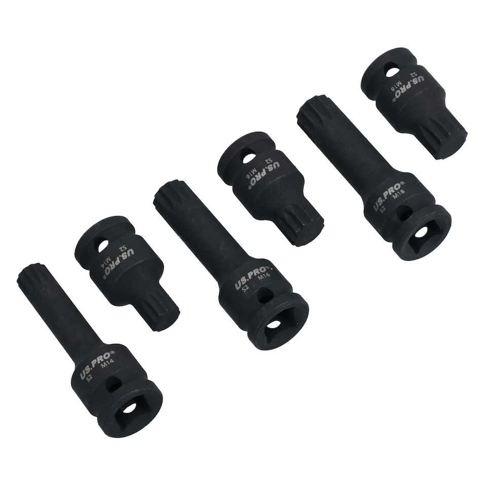 image 1 of 1/2in Drive Deep + Shallow Impact Impacted Male Spline Sockets M14 M16 M18