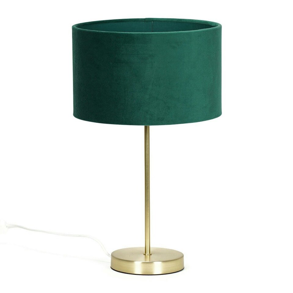 image 1 of ValueLights Charlie Gold Table Lamp Green Velvet Shade