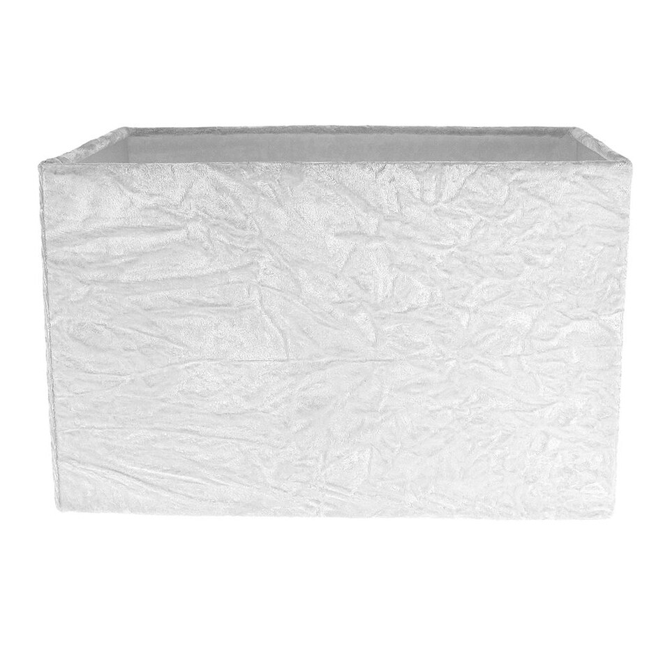 image 1 of Contemporary Designer Arctic White Crushed Velvet Fabric Rectangular Lamp Shade | White | White | 1
