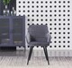 image 2 of Set of 2 Camden Modern Velvet Dining Chairs with Armrests, Quilted Design & Black Metal Legs | Grey | Dark Grey