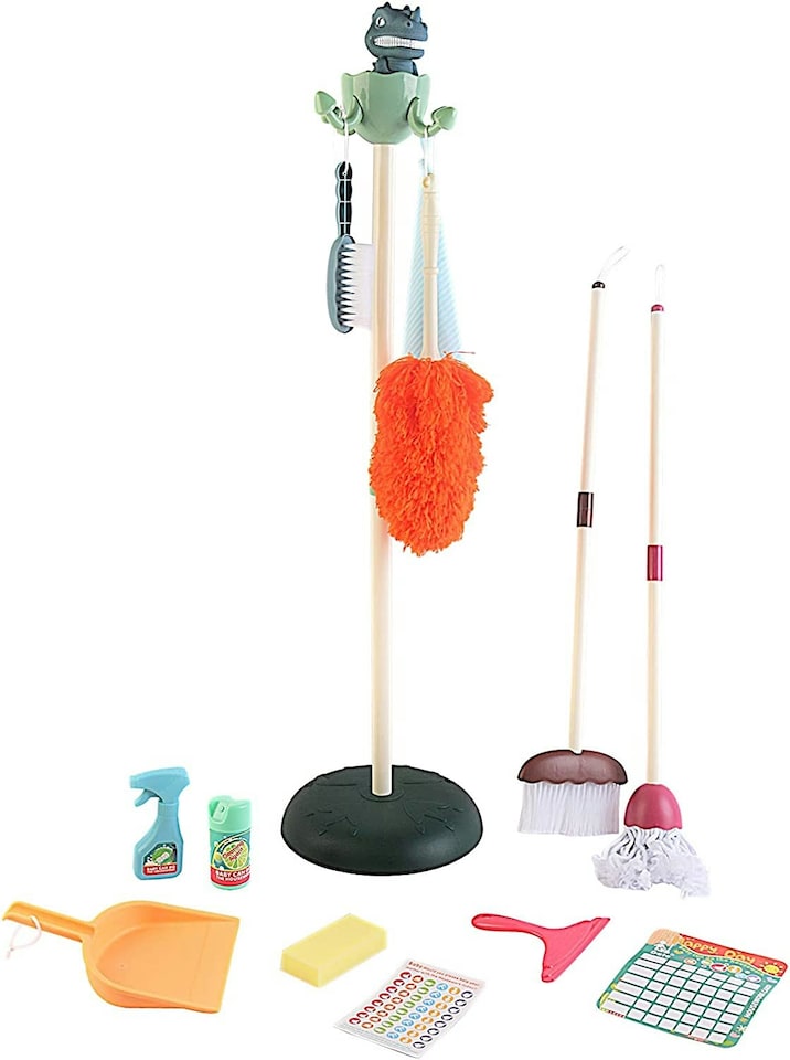 image 1 of Household Cleaning Pretend Play ToyHousehold Cleaning Pretend Play Set with Dinosaur Stand and Accessorieswith Dinosaur Stand and Accessories