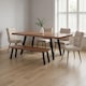 image 1 of 6-Piece Dining Set, Expandable Dining Table with 4 Beige Padded Chairs+Bench